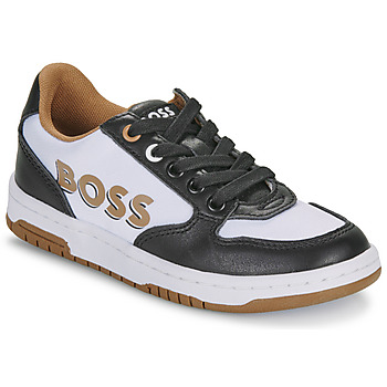 Shoes Boy Low top trainers BOSS CASUAL J50861 Black / White / Camel