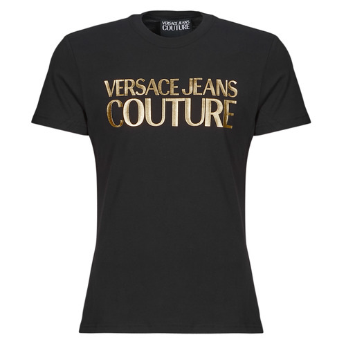 Clothing Men Short-sleeved t-shirts Versace Jeans Couture 76GAHT00 Black / Gold