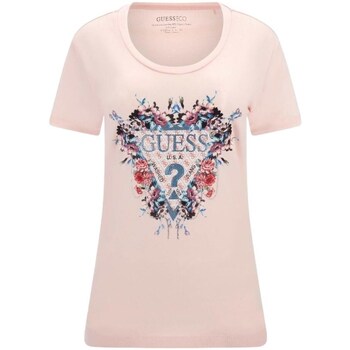 Clothing Women Short-sleeved t-shirts Guess W4RI38J1314A60W Pink
