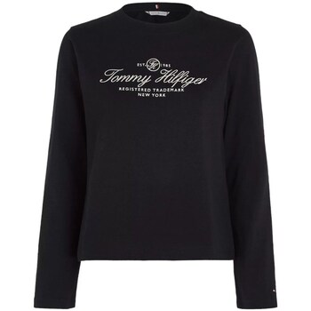 Clothing Women Short-sleeved t-shirts Tommy Hilfiger SCRIPT C-NK LS Black