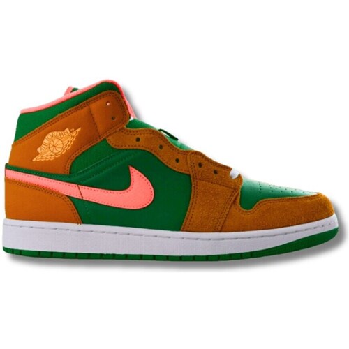 Shoes Men Mid boots Nike Air Jordan 1 Mid Se Brown, Green