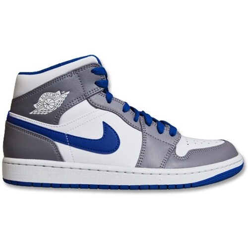 Shoes Men Indoor sports trainers Nike Air Jordan 1 Mid True Blue White, Grey