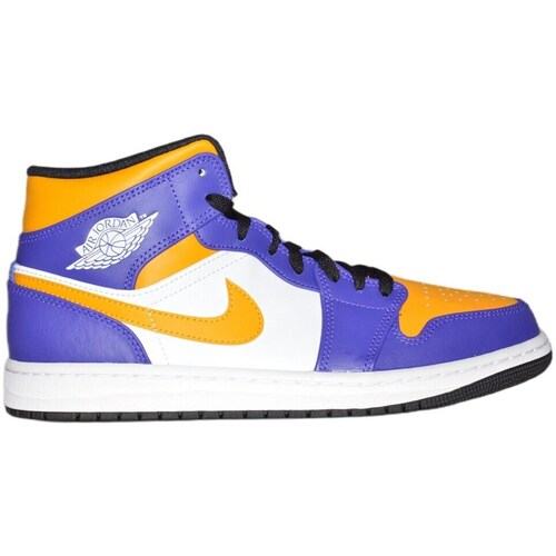 Shoes Men Mid boots Nike Air Jordan 1 los angeles lakers White, Violet, Yellow