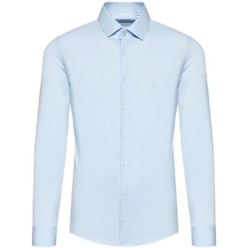 Clothing Men Long-sleeved shirts Calvin Klein Jeans Poplin Stretch Slim Blue