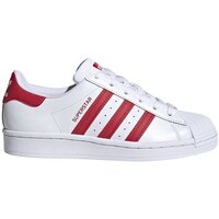 Shoes Children Low top trainers adidas Originals Superstar J White, Red