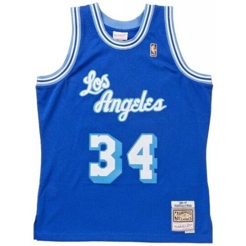 Clothing Men Short-sleeved t-shirts Mitchell And Ness Nba Swingman Los Angeles Lakers Shaquille O'neal Blue, White