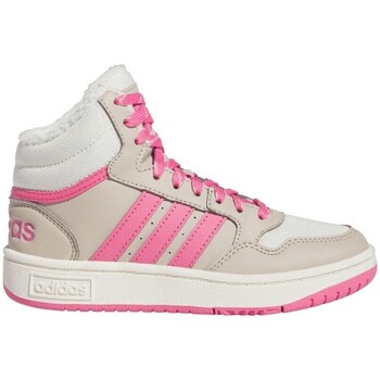 Shoes Children Hi top trainers adidas Originals Hoops Mid 3.0 Pink, Beige, White