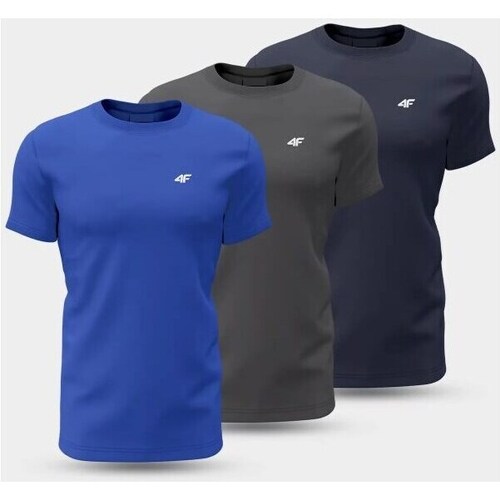 Clothing Men Short-sleeved t-shirts 4F 4FWSS24TTSHM189891S3PAK Blue, Navy blue, Graphite