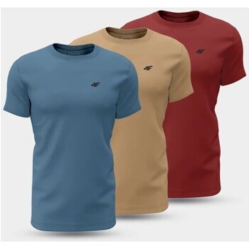 Clothing Men Short-sleeved t-shirts 4F 4FWSS24TTSHM189791S3PAK Red, Blue, Beige