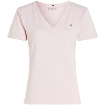 Clothing Women Short-sleeved t-shirts Tommy Hilfiger WW0WW40584TJQ White, Pink