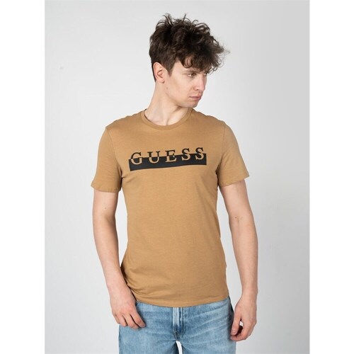 Clothing Men Short-sleeved t-shirts Guess Lumy Beige