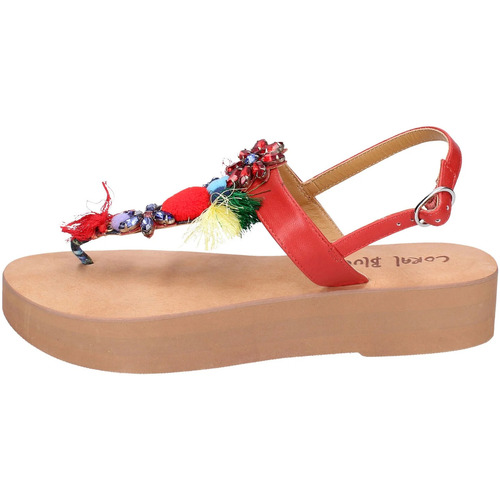 Shoes Women Sandals Coral Blue EX318 Red