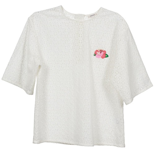 Clothing Women Tops / Blouses Manoush FLOWER BADGE White