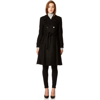 Anastasia Women's Dark Grey Wool Winter Belted Trench Coat Grey