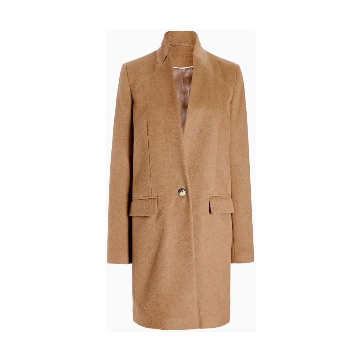 Clothing Women Duffel coats Anastasia - Womens Camel Single Button Smart Coat Beige