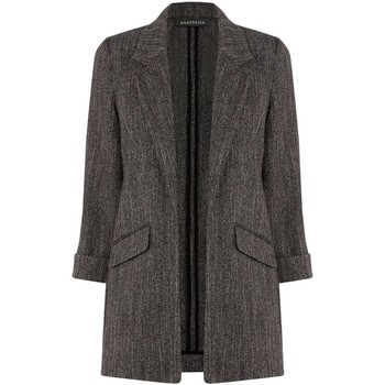 Clothing Women Coats Anastasia -Black Herringbone Unlined Jacket black
