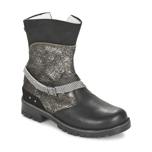 Shoes Girl Mid boots Ikks ROBERTA Black / Grey