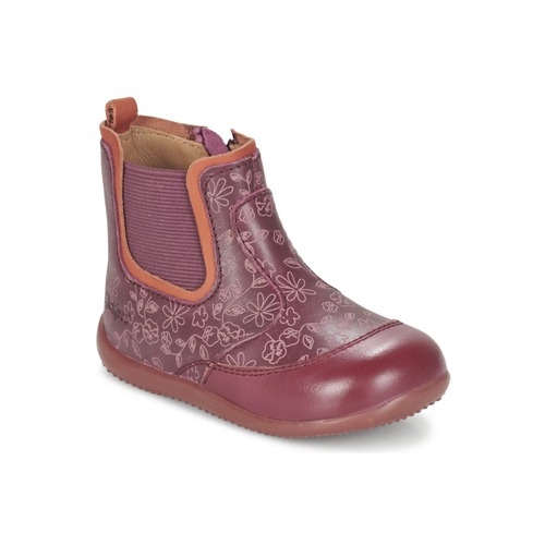 Shoes Girl Mid boots Kickers BIGOR Bordeaux / Orange