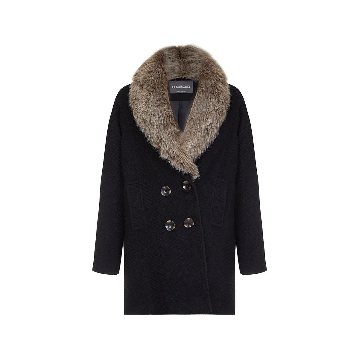 Clothing Women Duffel coats Anastasia - Fur Collar Womens Winter Coat Black
