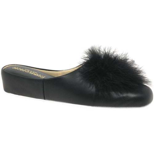 Shoes Women Clogs Relax Slippers Pom-Pom II Leather Slipper black
