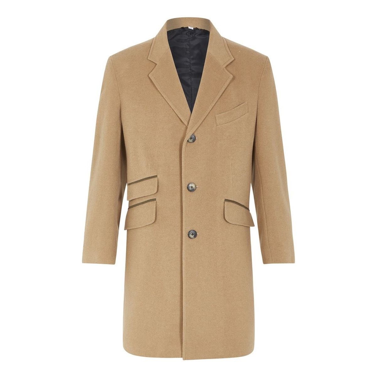 Clothing Parkas De La Creme Classic- Mens CAMEL Wool Cashmere Winter Slim Fit Luxury Coat Beige