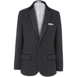 Clothing Men Smart Jackets De La Creme Classic- Mens Grey Wool Cashmere Winter Slim Fit Luxury Jacket Grey