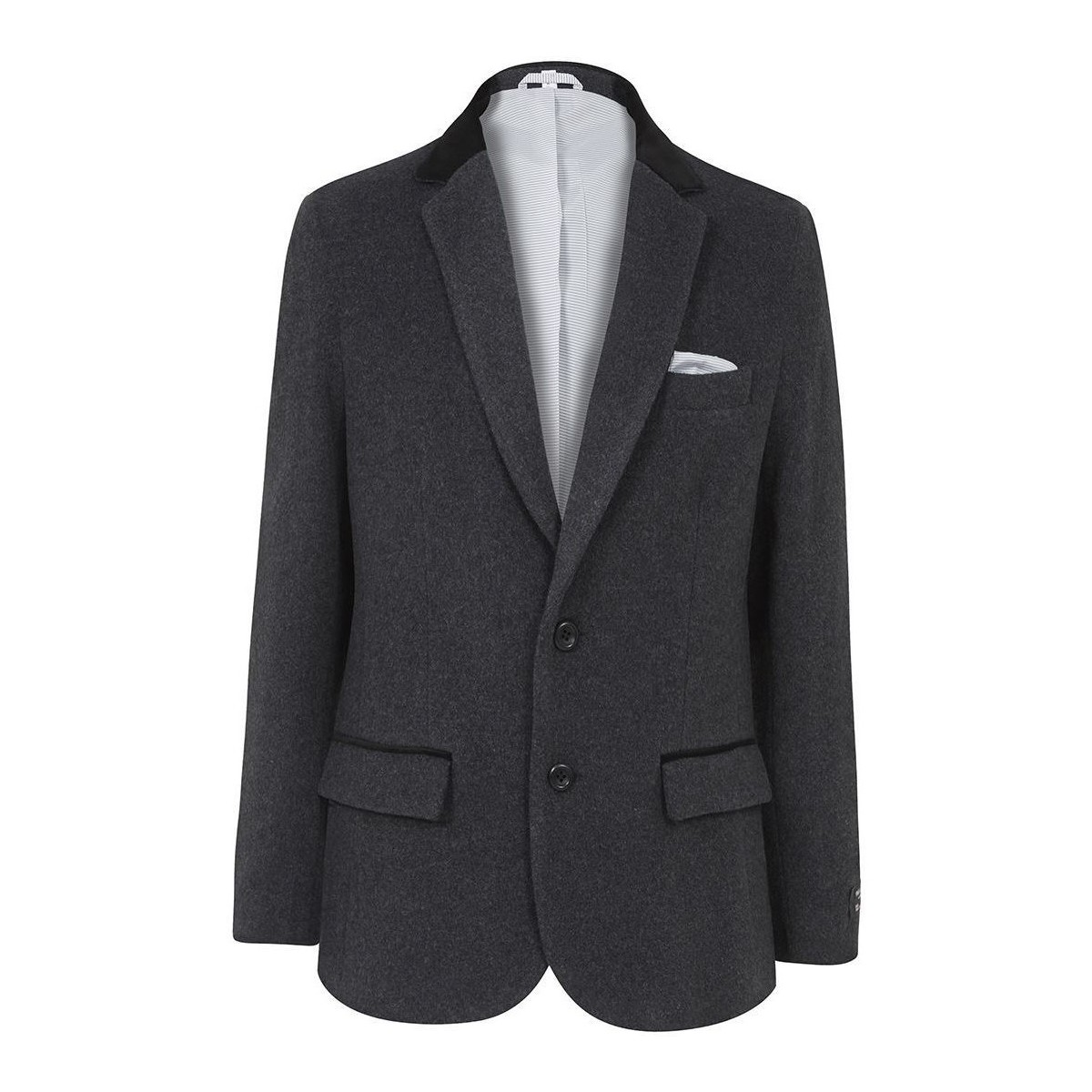 Clothing Parkas De La Creme Classic- Mens Grey Wool Cashmere Winter Slim Fit Luxury Jacket Grey