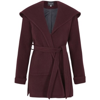 Clothing Women Parkas De La Creme Winter Wool Cashmere Wrap Hooded Coat Red