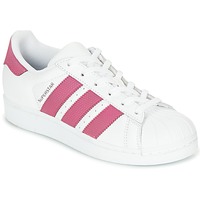 Shoes Girl Low top trainers adidas Originals SUPERSTAR J White / Pink