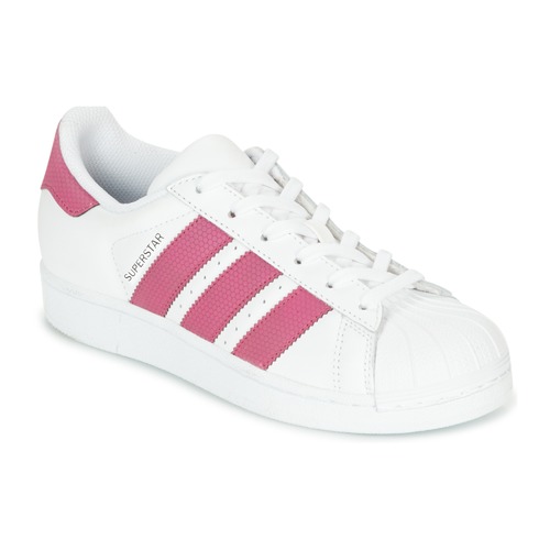 Shoes Girl Low top trainers adidas Originals SUPERSTAR J White / Pink