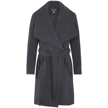 Clothing Women Parkas De La Creme Winter Wool Cashmere Wrap Coat with Large Collar Grey