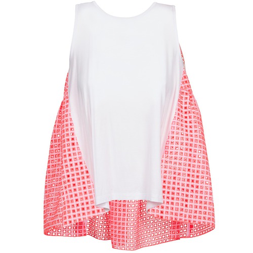 Clothing Women Tops / Sleeveless T-shirts Manoush AJOURE CARRE White / Pink