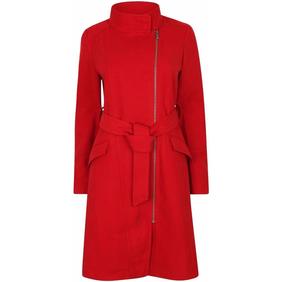 Clothing Women Parkas Anastasia Womens Red Zip Belted Winter Coat Red