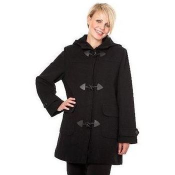 De La Creme Wool Cashmere Winter Hooded Duffle Coat Black