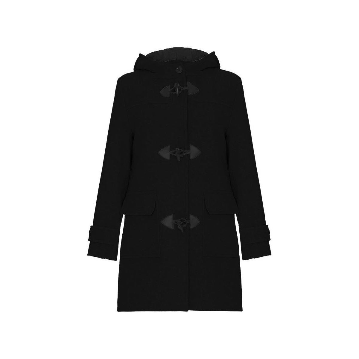 Clothing Women Coats De La Creme Wool Cashmere Winter Hooded Duffle Coat Black