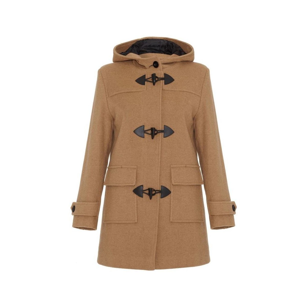 Clothing Women Coats De La Creme Wool Cashmere Winter Hooded Duffle Coat Beige