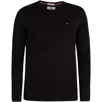 Clothing Men Long sleeved tee-shirts Tommy Jeans Longsleeved Slim Fit T-Shirt black