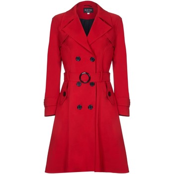 Clothing Women Coats De La Creme Spring Belted Trench Coat Red