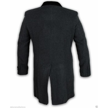 De La Creme Wool & Cashmere Velvet Trim Coat Black