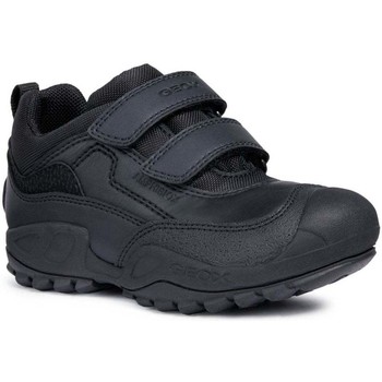 Shoes Boy Low top trainers Geox New Savage Boys Junior Waterproof Rip Tape School Shoes black