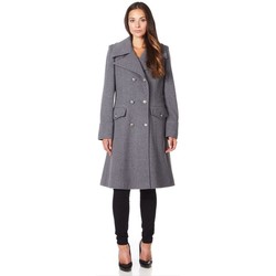Clothing Women Coats De La Creme Military Cashmere Wool Winter Coat Grey