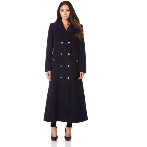 Clothing Women Coats De La Creme Long Military Wool Cashmere Winter Coat BEIGE